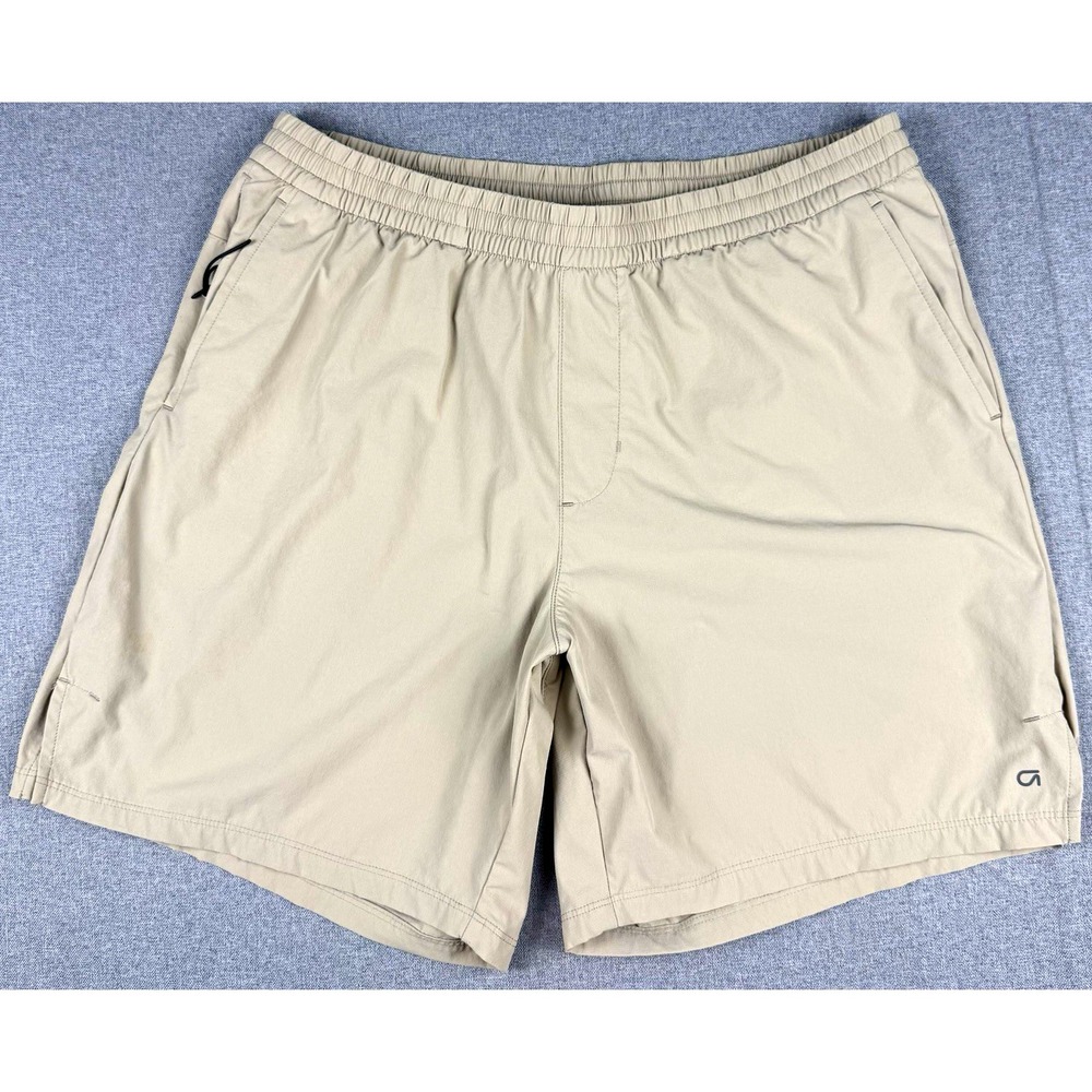 GapFit Mens Large Performance Shorts Khaki Stretch Athletic Golf 7" Inseam